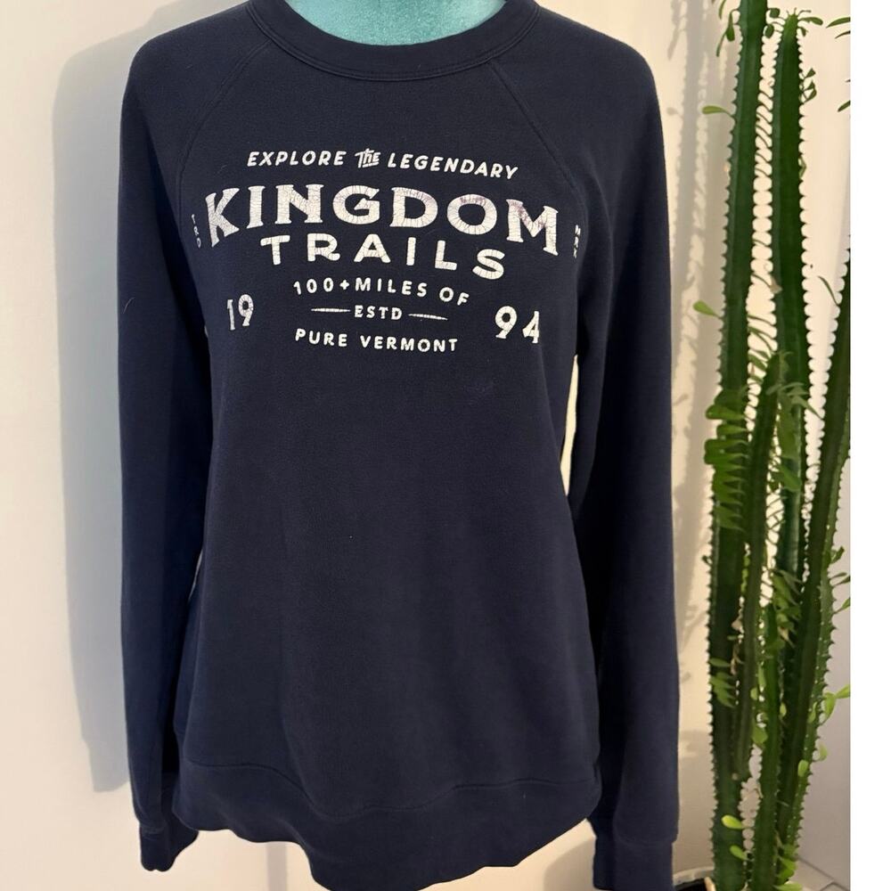 Vintage Kingdom Trails Vermont Sweatshirt Navy Raglan gorpcore granola girl Sm